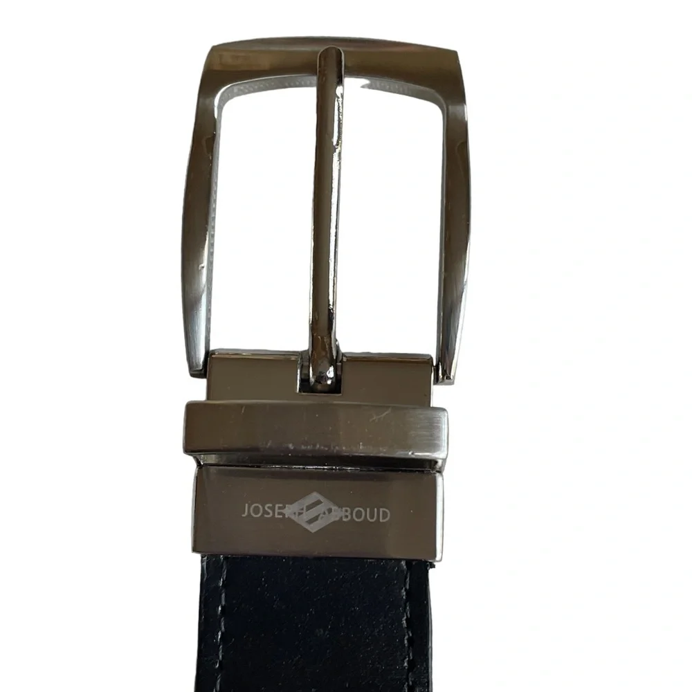 Youth Boys Reversible Woven Leather Belt by Joseph Abboud, Black and Brown 22”